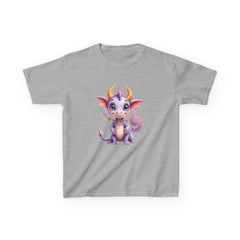 Kids' Cute Purple Dragon T‑Shirt — Adorable Birthday Number 9 Tee