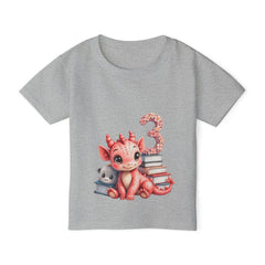 Toddler T-Shirt — Cute Pink Dragon 3rd Birthday Tee with Books