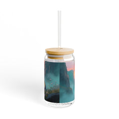 Dragon Sunset Sipper Glass - 16oz Fantasy Drink Jar