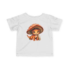 Infant Tee — Cute Baby Dragon Under Mushroom Graphic