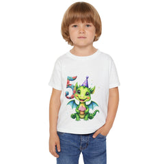 Toddler T-Shirt — Cute Birthday Dragon '5' Party Hat Design