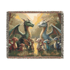 dragon family of 8, woven blanket