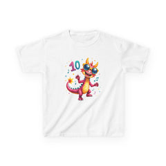Kids 10th Birthday Dragon T‑Shirt — Cute Party Dragon with Sunglasses