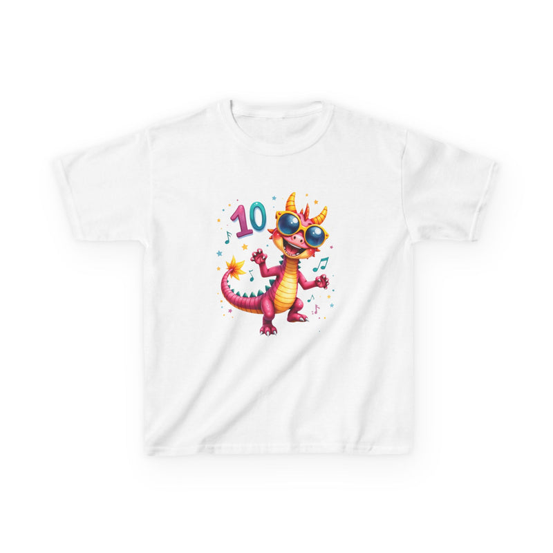 Kids 10th Birthday Dragon T‑Shirt — Cute Party Dragon with Sunglasses