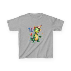 Kids' 10th Birthday Dragon T-Shirt — Cute Party Hat Dragn Tee for Boys & Girls