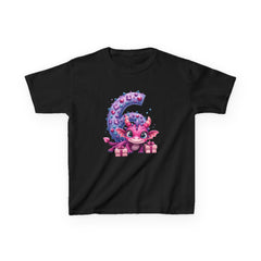 Kids Dragon Birthday Tee — Pink Cute Dragon with Number 6 and Gifts