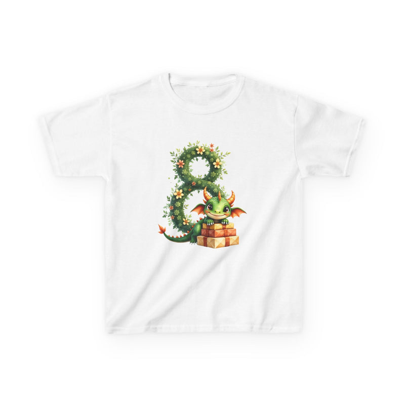 Kids Dragon Number 8 T-Shirt — Cute Birthday 8th Tee