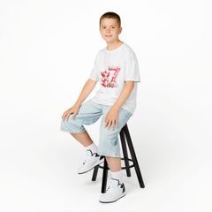Kids 7th Birthday T‑Shirt — Cute Pink Dragon Number 7 Design