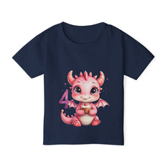 Toddler T-Shirt — Cute Pink Baby Dragon 4th Birthday Shirt