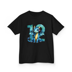 Kids Dragon 12 Birthday T‑Shirt — Cute Blue Dragon Number 12 Tee for Boys & Girls
