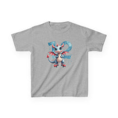 Kids 12th Birthday Dragon T-Shirt — Cute Blue Cartoon Dragon with Number 12
