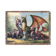 dragon family of 5, woven blanket