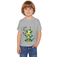 Toddler T-Shirt — Cute Birthday Dragon '5' Party Hat Design