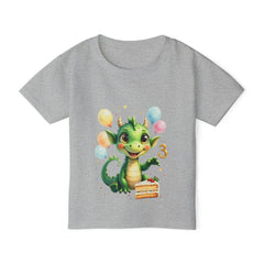 Toddler T-Shirt — Cute Green Dragon Birthday Design (Age 3)