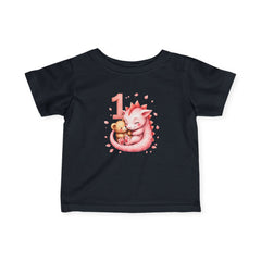 1st Birthday Baby Tee – Pink Fox & Teddy Illustration Infant Shirt
