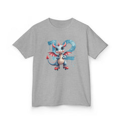 Kids 12th Birthday Dragon T-Shirt — Cute Blue Cartoon Dragon with Number 12