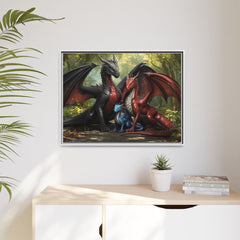 dragon family of 3 canvas print