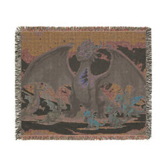 Dragon Family of 6, one parent. Woven Blanket — Fantasy Dragon Throw