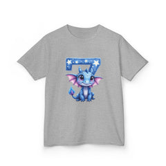 Kids Tee — Cute Blue Dragon with Number 7 Birthday Shirt