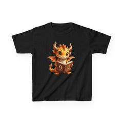 Kids Dragon 9 yrs Tee — Cute Fantasy Dragon with Book