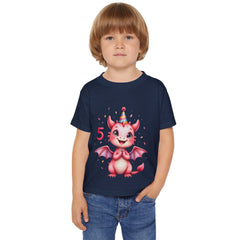 Toddler T-Shirt — Pink Birthday Dragon "5" Party Tee