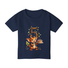 Toddler T‑Shirt — Cute Dragon 5th Birthday Shirt with Cake