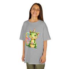 Kids Birthday Dragon Tee — Cute Party Hat Dragon with Number 8 Cake
