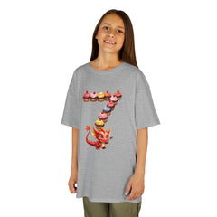 Kids Cupcake Number 7 T-Shirt — Cute Red Dragon Birthday Tee