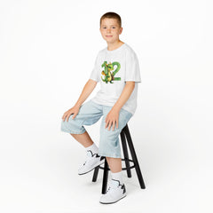 Kids 12th Birthday T‑Shirt — Cute Green Dragon with Number 12