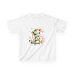 Kids Tee — Cute Watercolor Baby Dragon Holding Heart (Valentine’s/Gift)