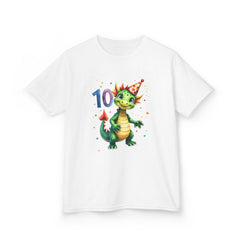 Kids' 10th Birthday Dragon T-Shirt — Cute Party Hat Dragn Tee for Boys & Girls