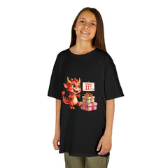 Kids Tee — Cute Red Dragon with Gifts “Happy 11th” Birthday Shirt