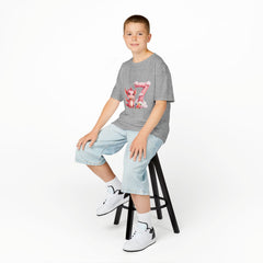 Kids 7th Birthday T‑Shirt — Cute Pink Dragon Number 7 Design