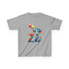 Kids Tee — Cute Blue Dragon with Number 7 & Balloons Birthday Shirt