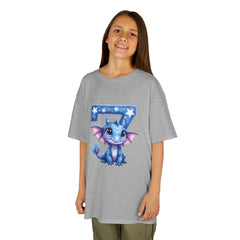 Kids Tee — Cute Blue Dragon with Number 7 Birthday Shirt