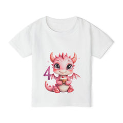 Toddler T-Shirt — Cute Pink Baby Dragon 4th Birthday Shirt