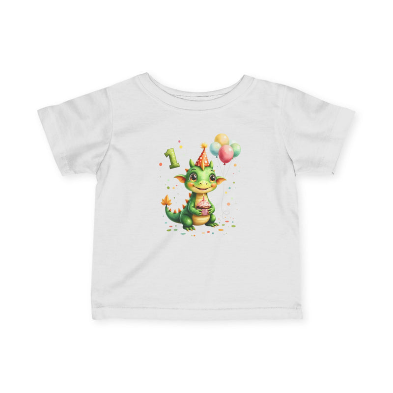 Infant Tee — Cute Baby Dragon First Birthday Shirt with Balloons