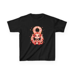 Kids Dragon 8yr  T‑Shirt — Cute Pink Dragon Holding Donut | kids Graphic Tee