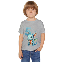 5th Birthday Dragon Toddler T-Shirt — Cute Blue Dragon Age 5 Tee