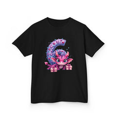 Kids Dragon Birthday Tee — Pink Cute Dragon with Number 6 and Gifts