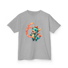 Kids T-Shirt — Cute Birthday Dragon Number 6 Tee for Boys & Girls