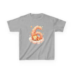 Happy Sleeping Fox Number 6 Kids T-Shirt — Cute Birthday Tee for 6-Year-Olds