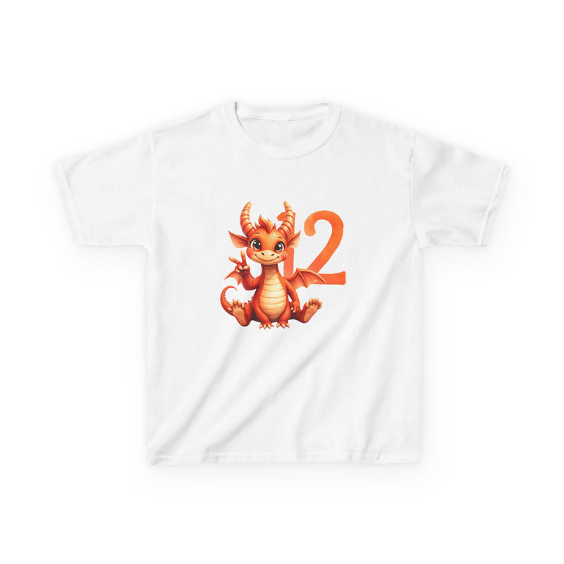 Kids Tee — Cute Orange Dragon 12th Birthday Shirt