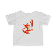 Infant Tee — Cute Red Dragon First Birthday Shirt (Number 1 Candle)