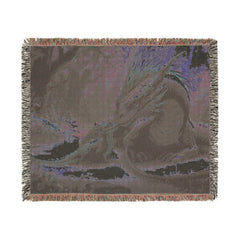Dragon family of 2 Woven Blanket — Mythic Forest Fantasy Throw