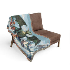Dragon Family of 6, one parent. Woven Blanket — Fantasy Dragon Throw