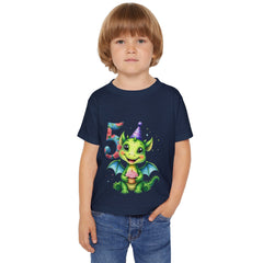 Toddler T-Shirt — Cute Birthday Dragon '5' Party Hat Design