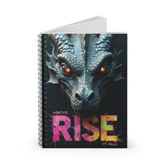 Dragon Rise Notebook — Spiral Ruled Journal with Motivational "Rise Above It All" Design