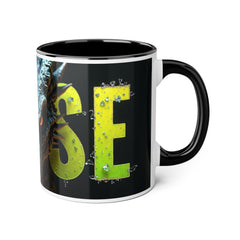 Dragon Accent Mug — Bold Fantasy Coffee Cup with 'RISE' Gothic Lettering