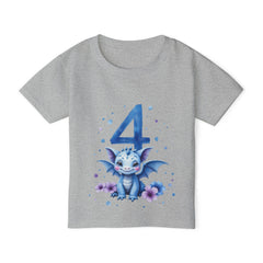 4th Birthday Toddler T-Shirt — Cute Blue Dragon Number Four